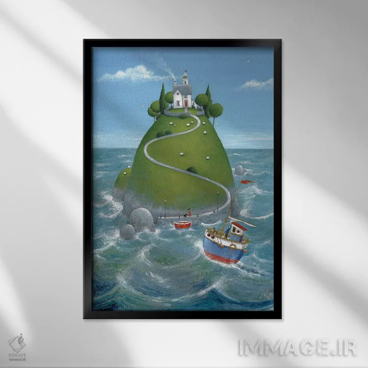 تابلو جزیره اثر پیتر آدرلی - نمای قابدار مشکی