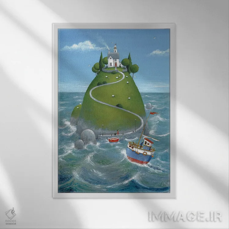 تابلو جزیره اثر پیتر آدرلی - نمای قابدار سفید