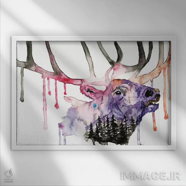 تابلو هیرش (اسم خاص؛ به معنی "گوزن" در آلمانی) اثر اندآ دیزاین (دفتر طراحی) - نمای قابدار سفید