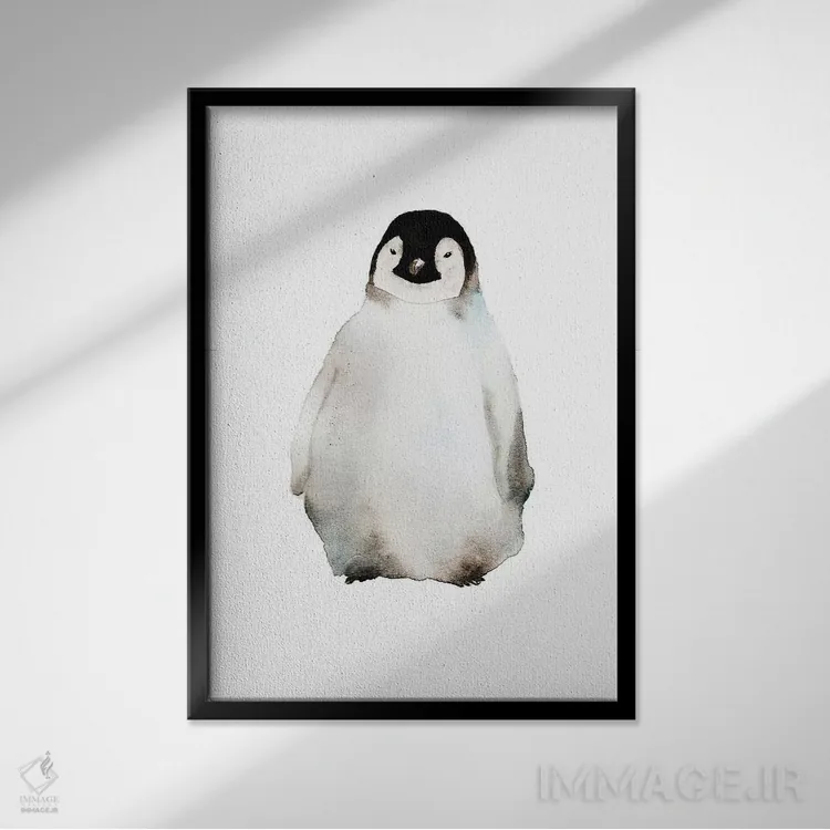 تابلو پنگوئن اثر اندآ دیزاین (دفتر طراحی) - نمای قابدار مشکی