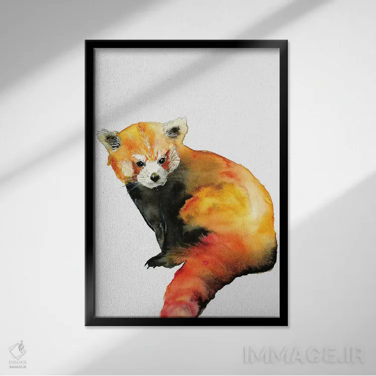 تابلو پاندای قرمز اثر اندآ دیزاین (دفتر طراحی) - نمای قابدار مشکی