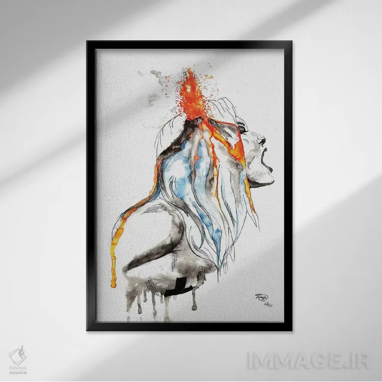 تابلو آتشفشان اثر اندآ دیزاین (دفتر طراحی) - نمای قابدار مشکی