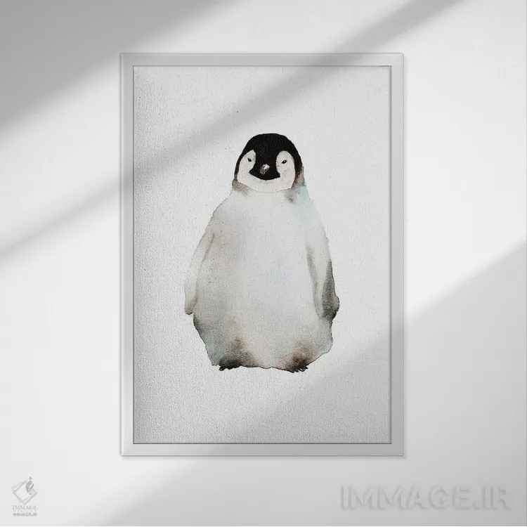 تابلو پنگوئن اثر اندآ دیزاین (دفتر طراحی) - نمای قابدار سفید