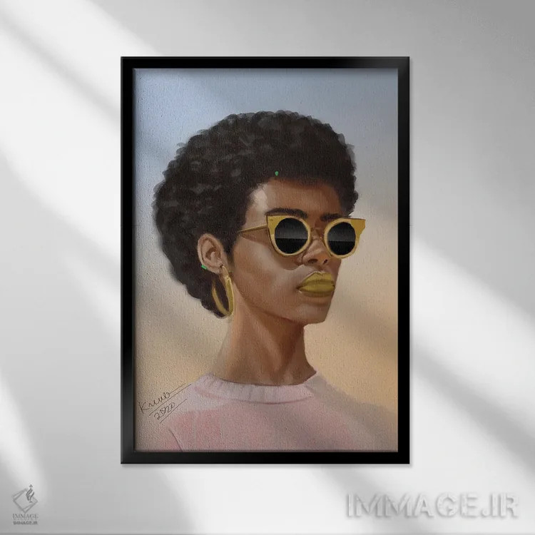 تابلو بچه باحال اثر آدکونله آدلاکه - نمای قابدار مشکی