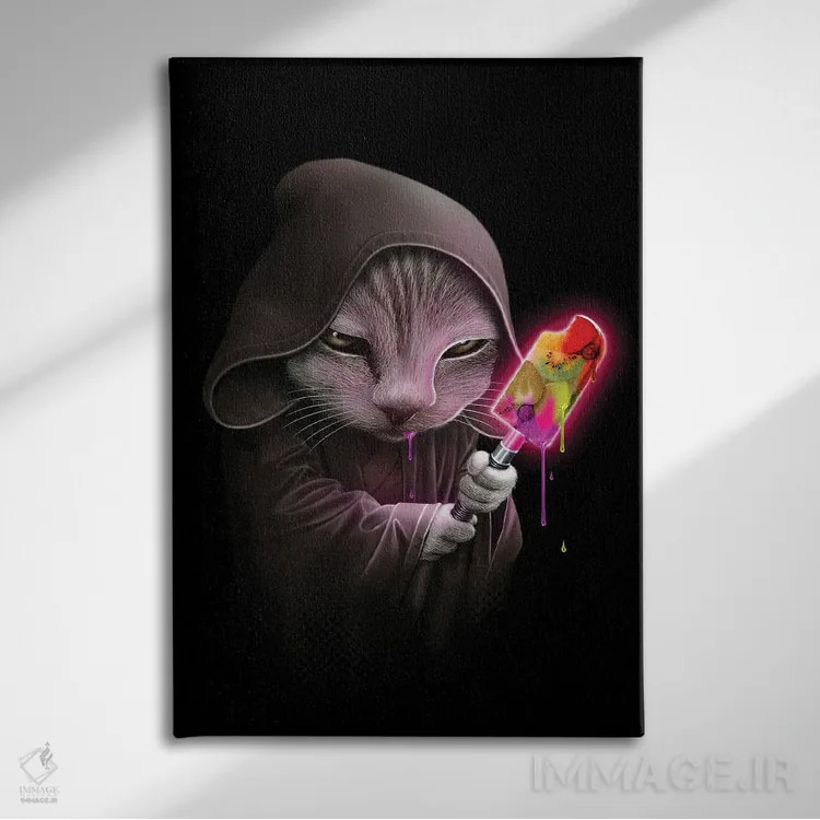 تابلو بستنی شمشیری گربهای اثر آدام لاولس - نمای روبهرو روی دیوار