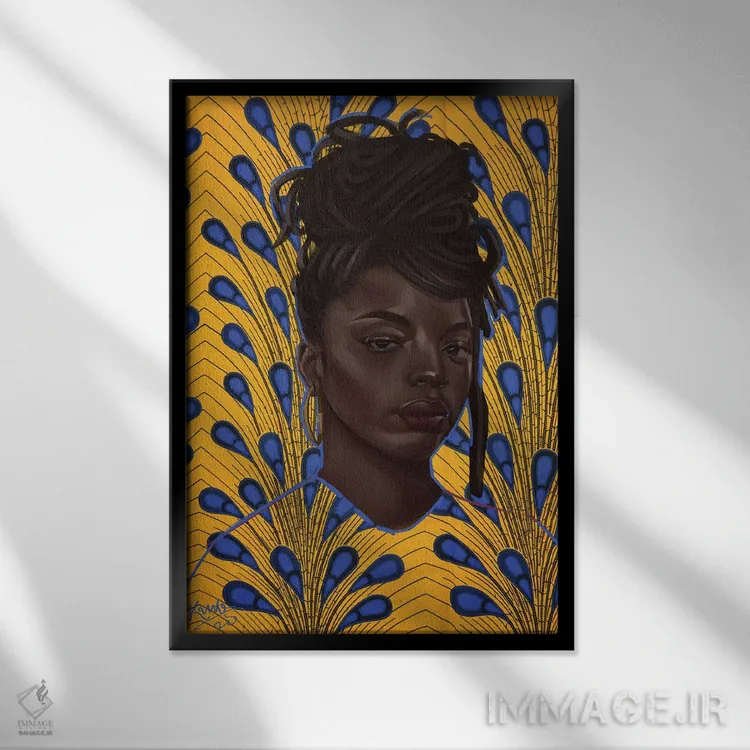 تابلو موهای فر (در همتنیده یا سبک dreadlocks) اثر آدکونله آدلاکه - نمای قابدار مشکی