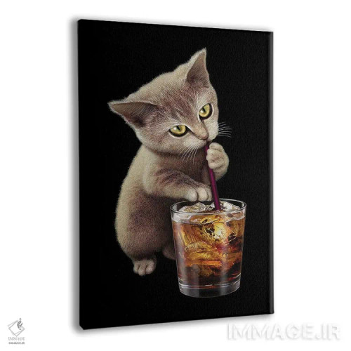 تابلو گربه و نوشابه اثر آدام لاولس - نمای پرسپکتیو محصول
