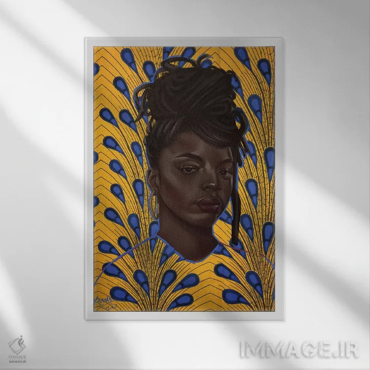 تابلو موهای فر (در همتنیده یا سبک dreadlocks) اثر آدکونله آدلاکه - نمای قابدار سفید