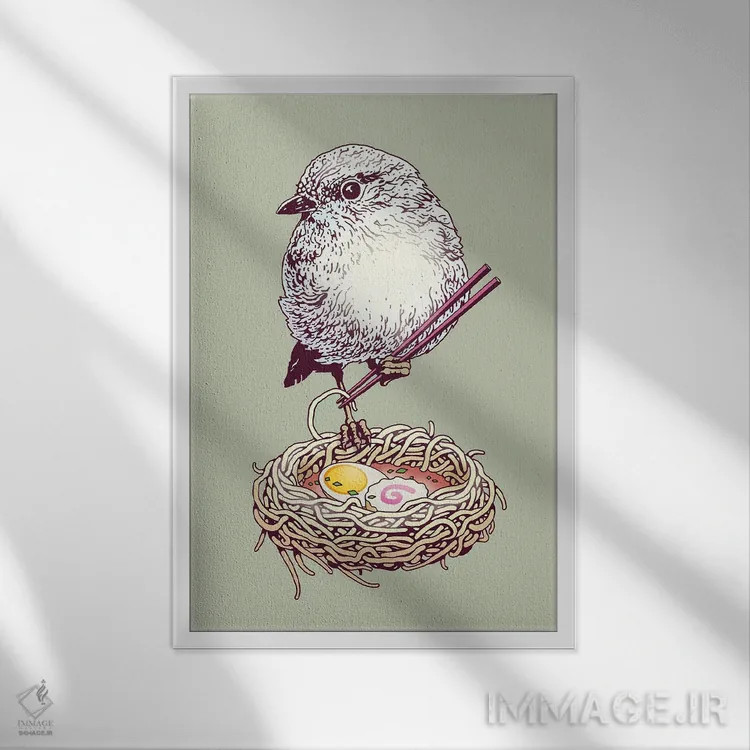 تابلو رامن ارزان (غذای ژاپنی) اثر آدام لاولس - نمای قابدار سفید