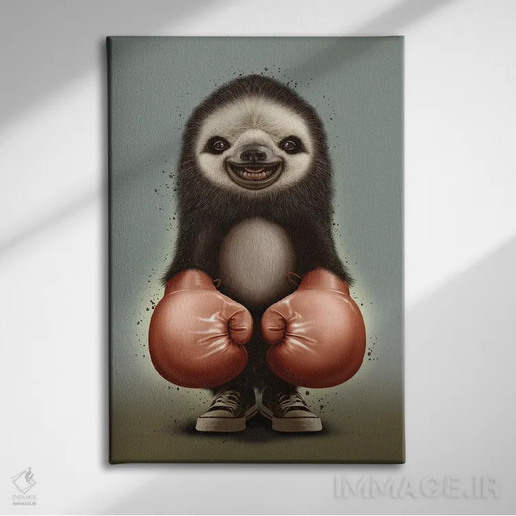 تابلو بوکسور نگهبان تنبل (حیوان تنبل) اثر آدام لاولس - نمای روبهرو روی دیوار