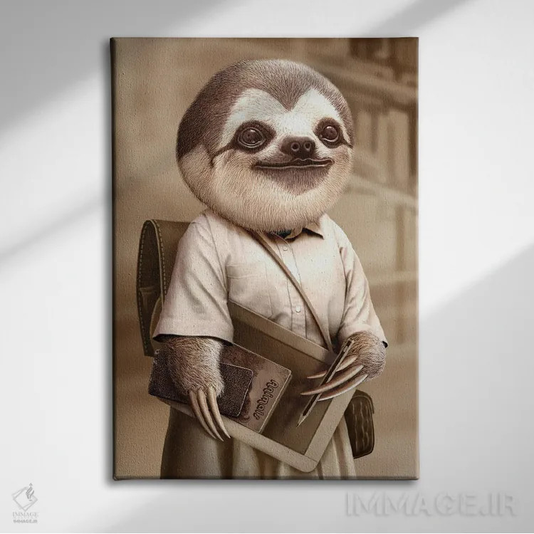 تابلو تنبل به مدرسه میرود اثر آدام لاولس - نمای روبهرو روی دیوار