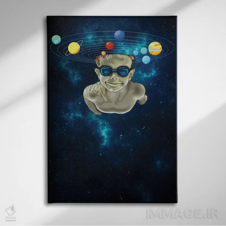 تابلو شنا در جهان هستی اثر آدام لاولس - نمای روبهرو روی دیوار