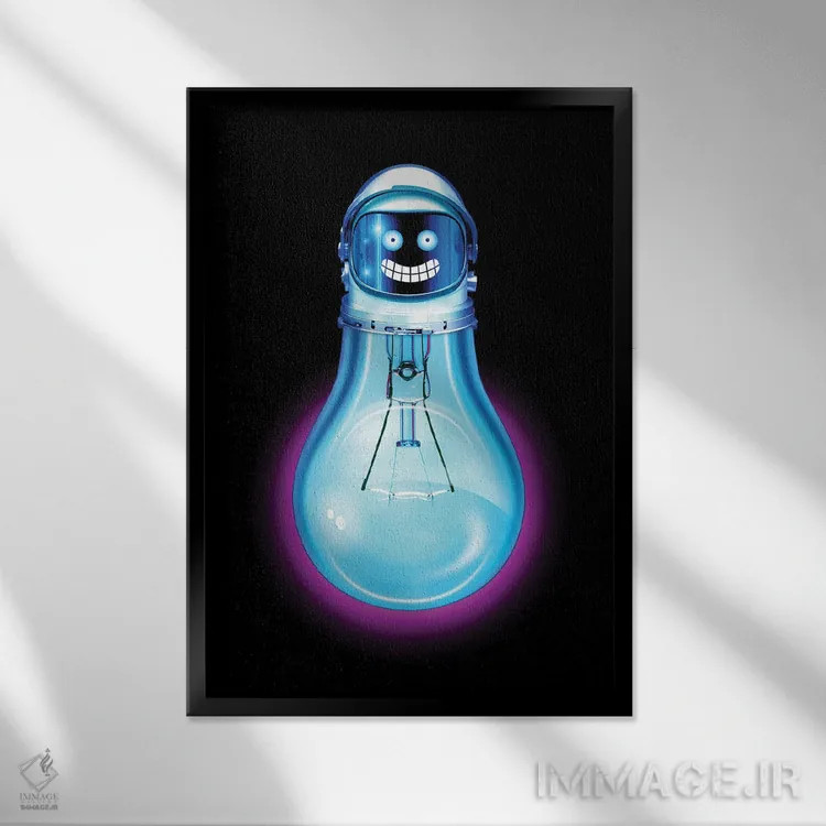 تابلو لامپ اخترشناسی (لامپ/سیاره ترکیبی) اثر آدام لاولس - نمای قابدار مشکی