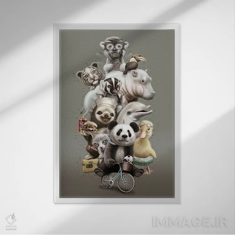 تابلو باغوحش اثر آدام لاولس - نمای قابدار سفید