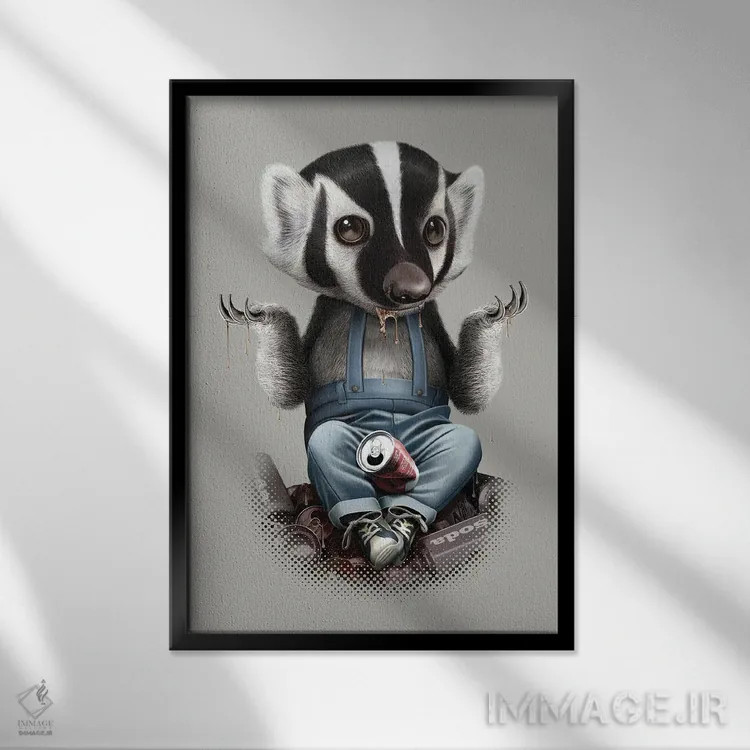 تابلو گورکن همه را میبرد اثر آدام لاولس - نمای قابدار مشکی