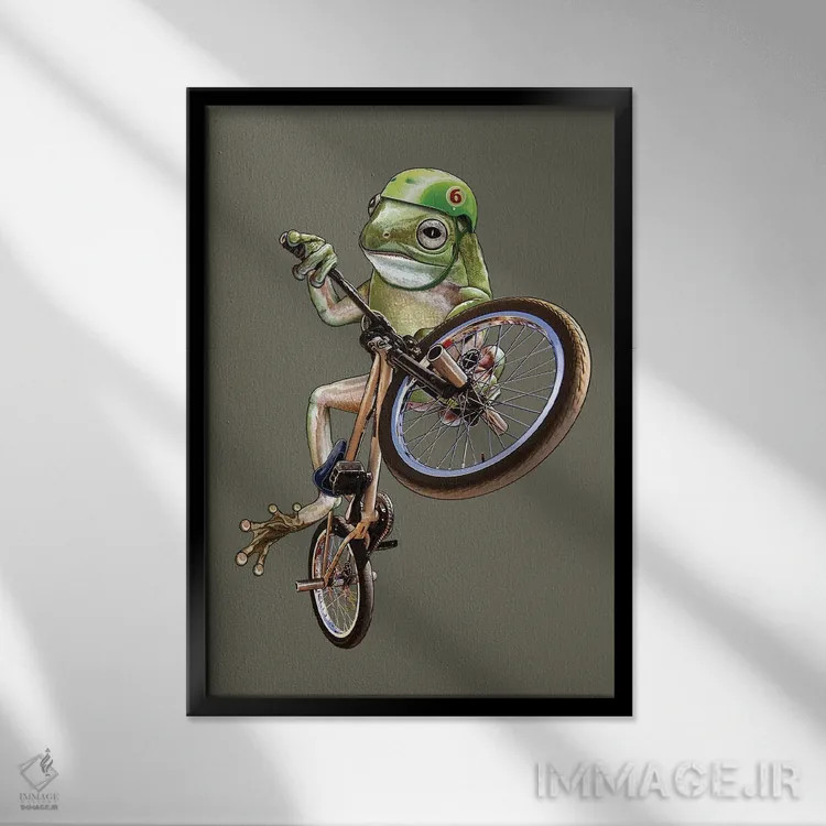 تابلو قورباغه BMX (دوچرخهسواری نمایشی) اثر آدام لاولس - نمای قابدار مشکی