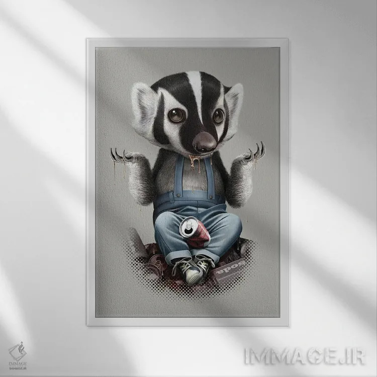 تابلو گورکن همه را میبرد اثر آدام لاولس - نمای قابدار سفید