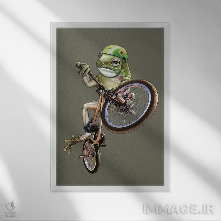 تابلو قورباغه BMX (دوچرخهسواری نمایشی) اثر آدام لاولس - نمای قابدار سفید