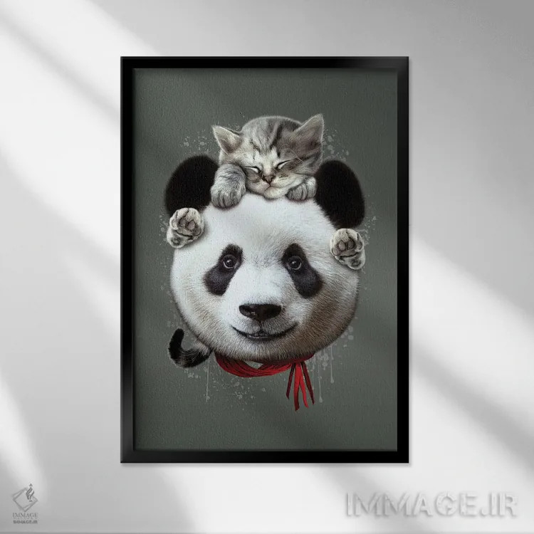 تابلو گربه روی پاند اثر آدام لاولس - نمای قابدار مشکی