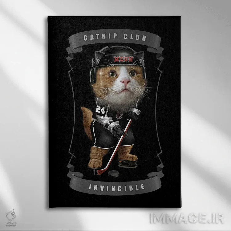 تابلو هاکی سنبل گربهای اثر آدام لاولس - نمای روبهرو روی دیوار