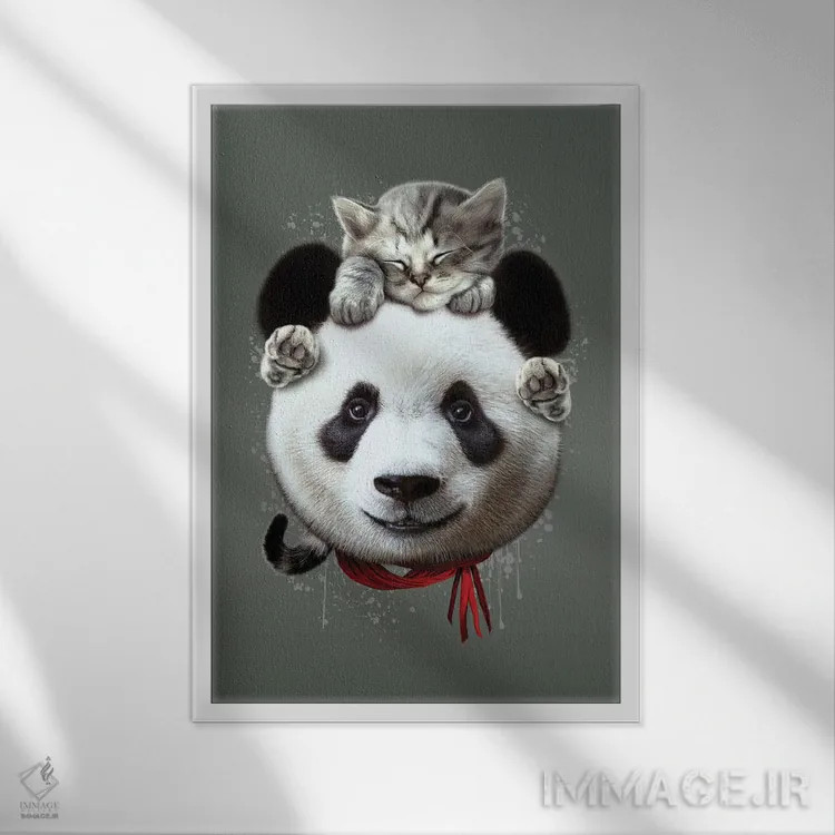 تابلو گربه روی پاند اثر آدام لاولس - نمای قابدار سفید