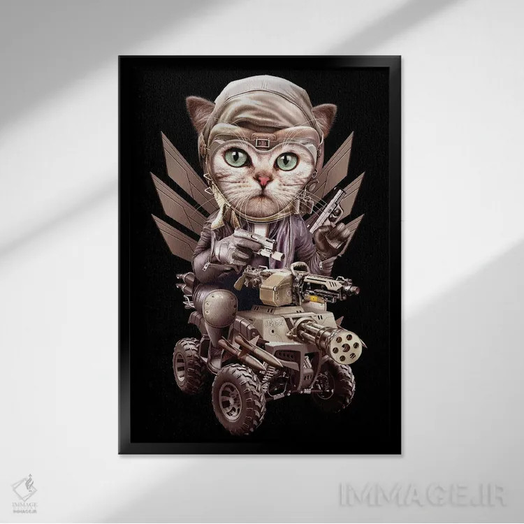 تابلو ارباب گربه اثر آدام لاولس - نمای قابدار مشکی