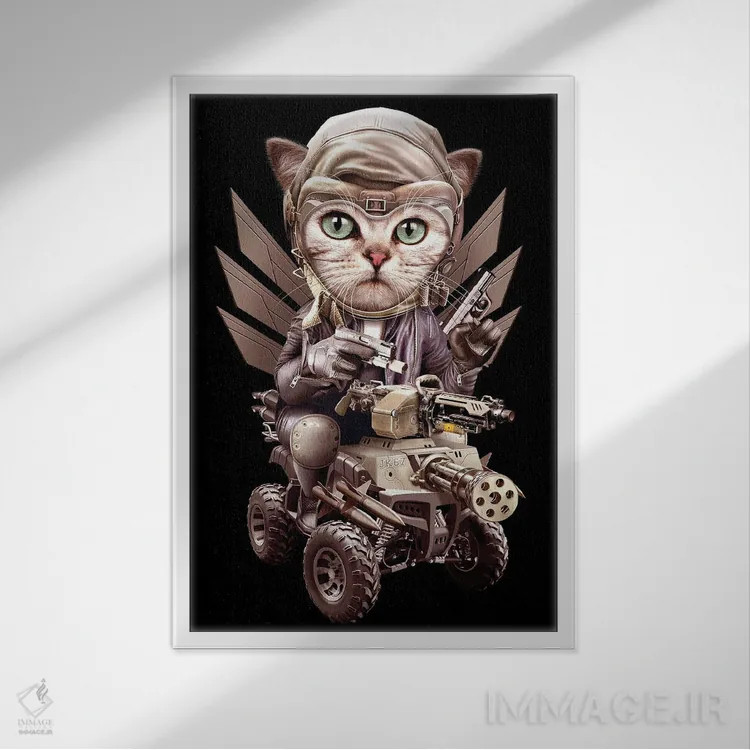 تابلو ارباب گربه اثر آدام لاولس - نمای قابدار سفید