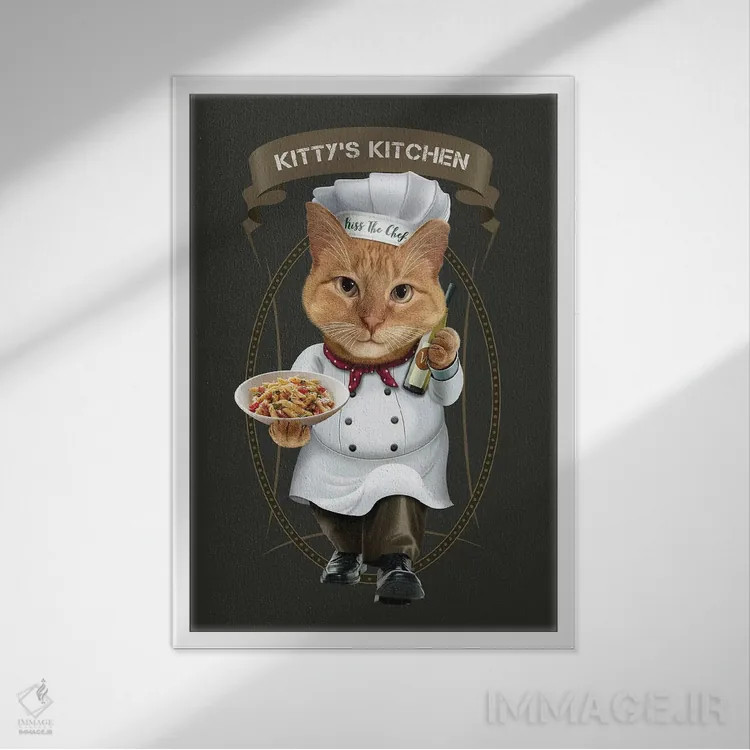 تابلو آشپزخانهٔ کیتی اثر آدام لاولس - نمای قابدار سفید