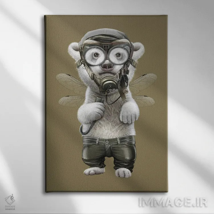 تابلو خرس قطبی خلبان اثر آدام لاولس - نمای روبهرو روی دیوار