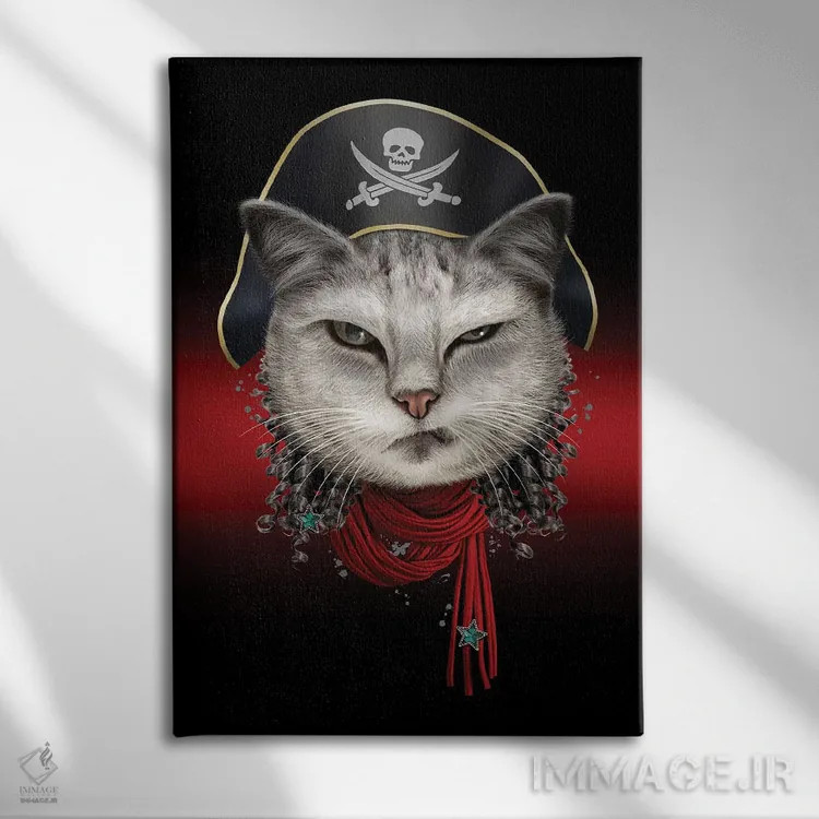 تابلو پرترهٔ گربه دزد دریایی اثر آدام لاولس - نمای روبهرو روی دیوار