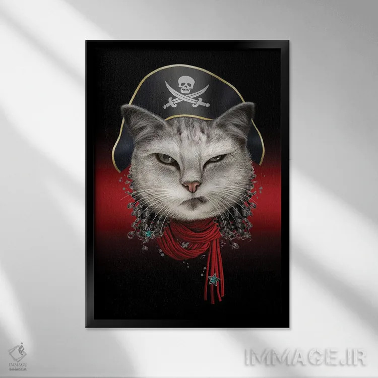 تابلو پرترهٔ گربه دزد دریایی اثر آدام لاولس - نمای قابدار مشکی