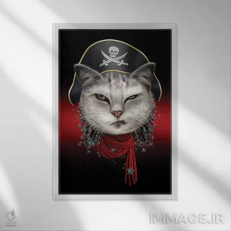 تابلو پرترهٔ گربه دزد دریایی اثر آدام لاولس - نمای قابدار سفید