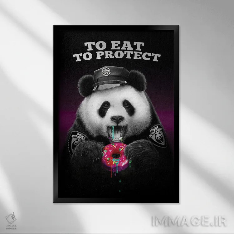 تابلو غذا خوردن برای محافظت اثر آدام لاولس - نمای قابدار مشکی