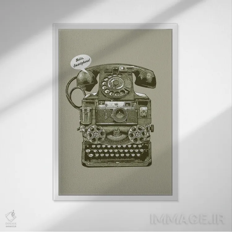 تابلو اولین گوشی هوشمند اثر آدام لاولس - نمای قابدار سفید