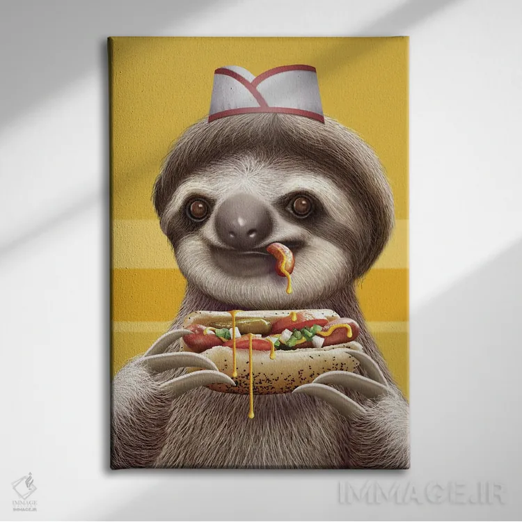 تابلو کُندروی فروشندهٔ هاتداگ اثر آدام لاولس - نمای روبهرو روی دیوار