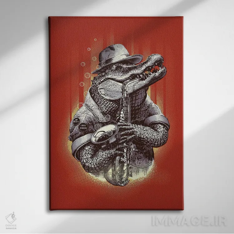 تابلو راک کروکودیل (سبک موسیقی یا اسم خاص) اثر آدام لاولس - نمای روبهرو روی دیوار