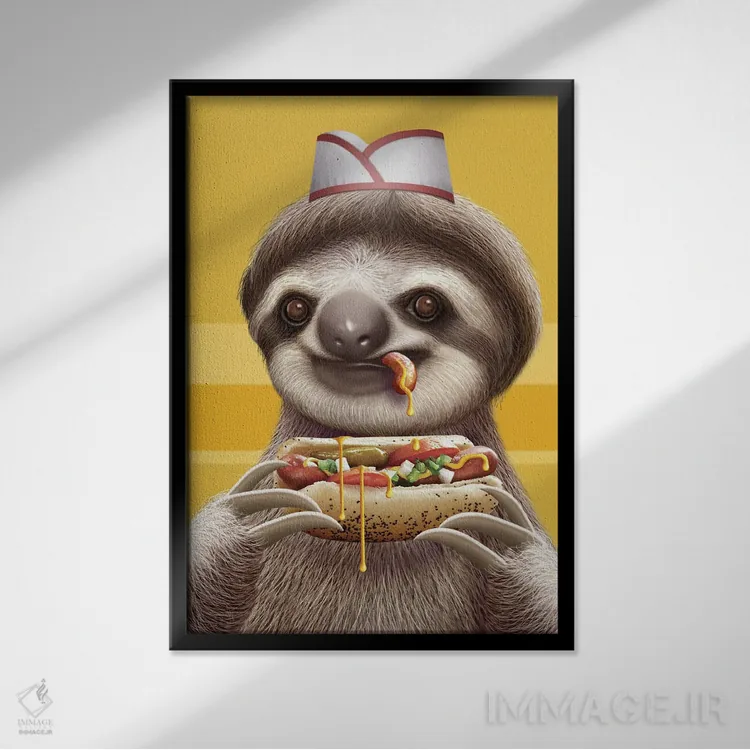 تابلو کُندروی فروشندهٔ هاتداگ اثر آدام لاولس - نمای قابدار مشکی