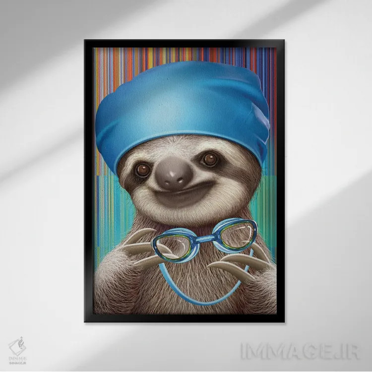 تابلو کُندرو با عینک شنا اثر آدام لاولس - نمای قابدار مشکی