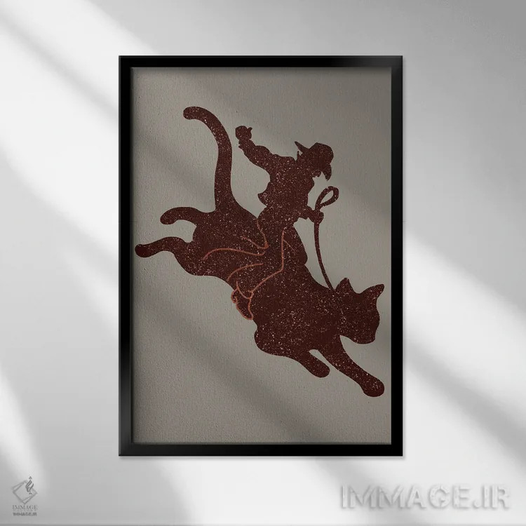 تابلو گربه سوارکار رویدیو اثر آدام لاولس - نمای قابدار مشکی