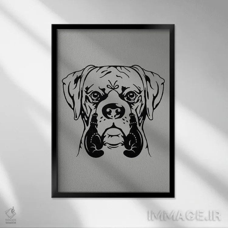 تابلو بوکسور جوان اثر آدام لاولس - نمای قابدار مشکی