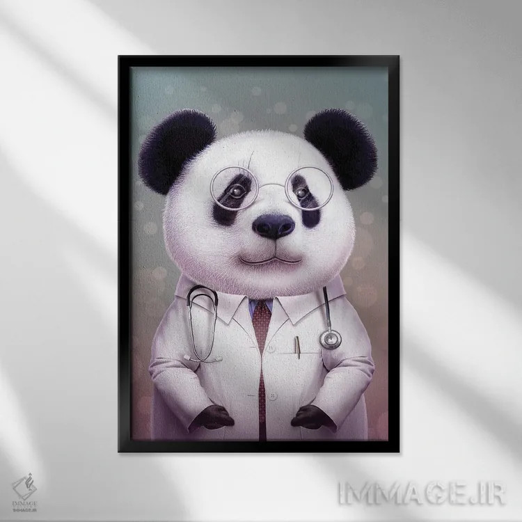 تابلو پاندای دکتر اثر آدام لاولس - نمای قابدار مشکی