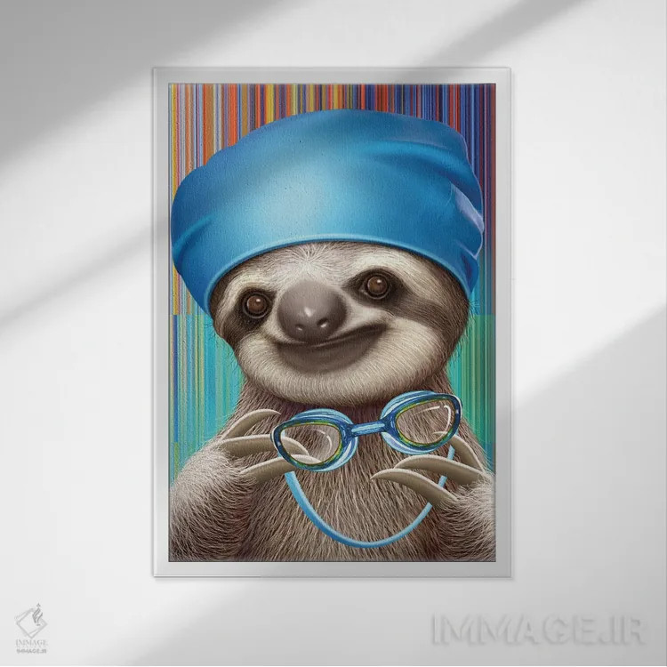 تابلو کُندرو با عینک شنا اثر آدام لاولس - نمای قابدار سفید