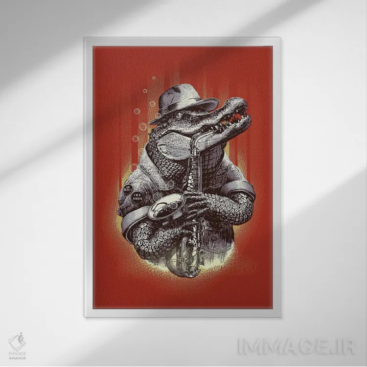 تابلو راک کروکودیل (سبک موسیقی یا اسم خاص) اثر آدام لاولس - نمای قابدار سفید