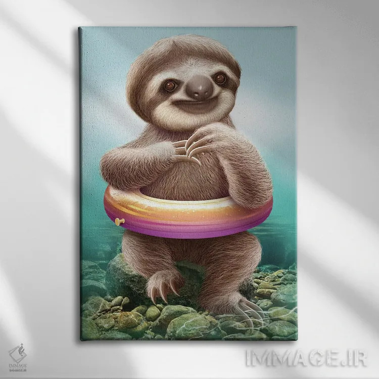 تابلو کُندروی بچه با حلقه نجات اثر آدام لاولس - نمای روبهرو روی دیوار