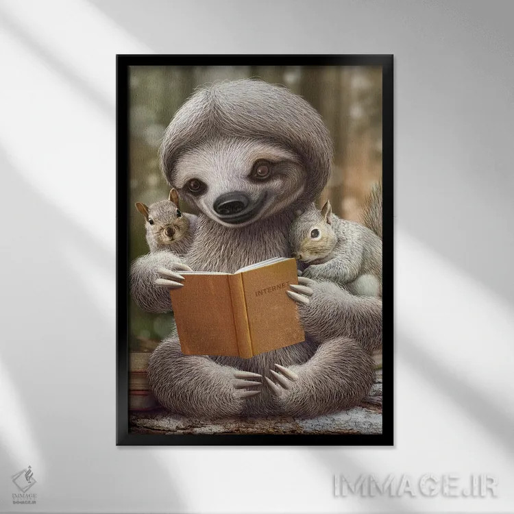 تابلو کُندرو در حال به اشتراک گذاشتن دانش اثر آدام لاولس - نمای قابدار مشکی