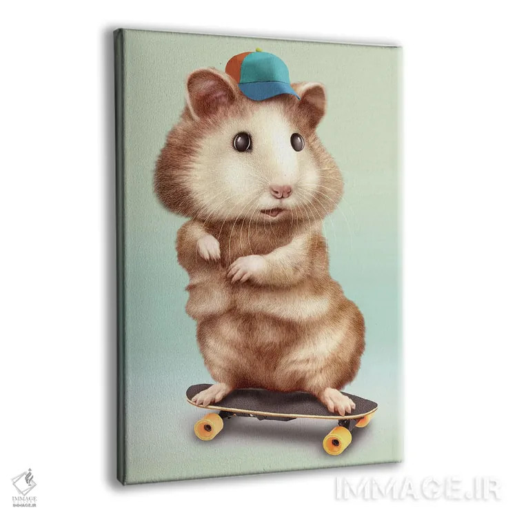 تابلو همستر اسکیتباز اثر آدام لاولس - نمای پرسپکتیو محصول