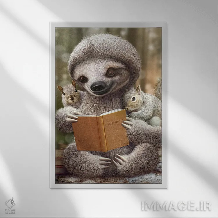 تابلو کُندرو در حال به اشتراک گذاشتن دانش اثر آدام لاولس - نمای قابدار سفید