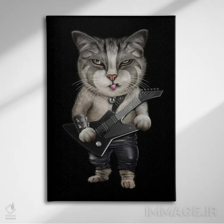 تابلو گربه هوی متال اثر آدام لاولس - نمای روبهرو روی دیوار
