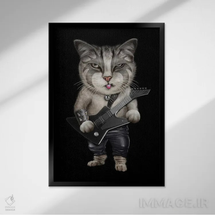 تابلو گربه هوی متال اثر آدام لاولس - نمای قابدار مشکی