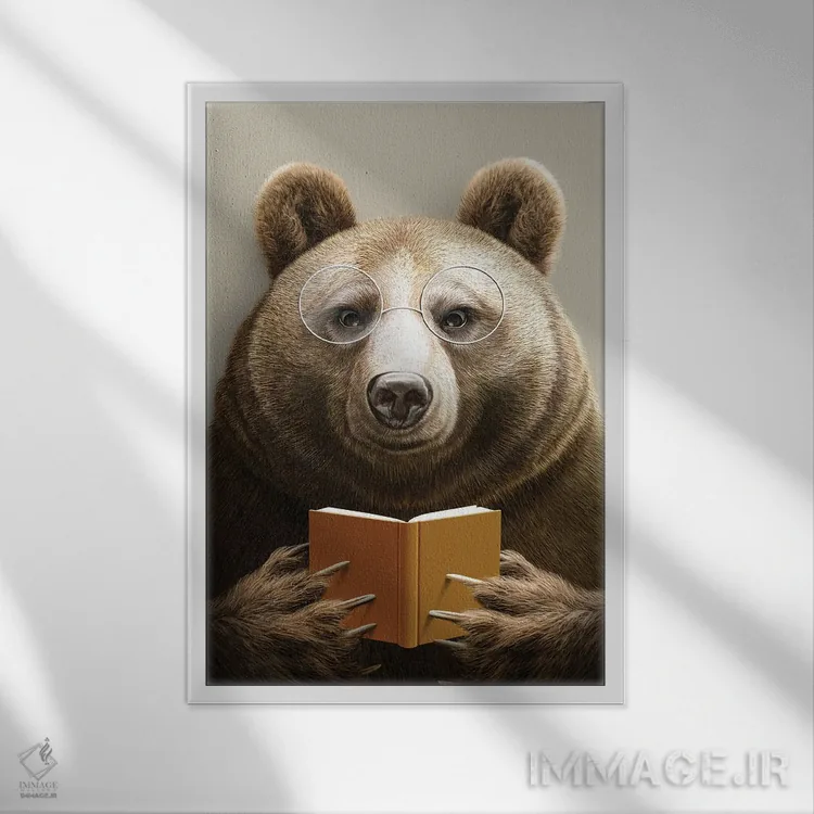 تابلو خرس اثر آدام لاولس - نمای قابدار سفید